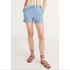 Madewell Edwina Wash Blue Chambray Pull-On Shorts L0048 Size Small